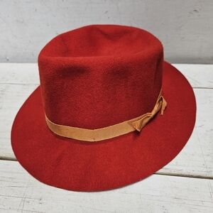 EFFANEM 100% Wool Crusher Hat Red Felt 7½ Vintage Headwear Hiking Hiker Outdoor